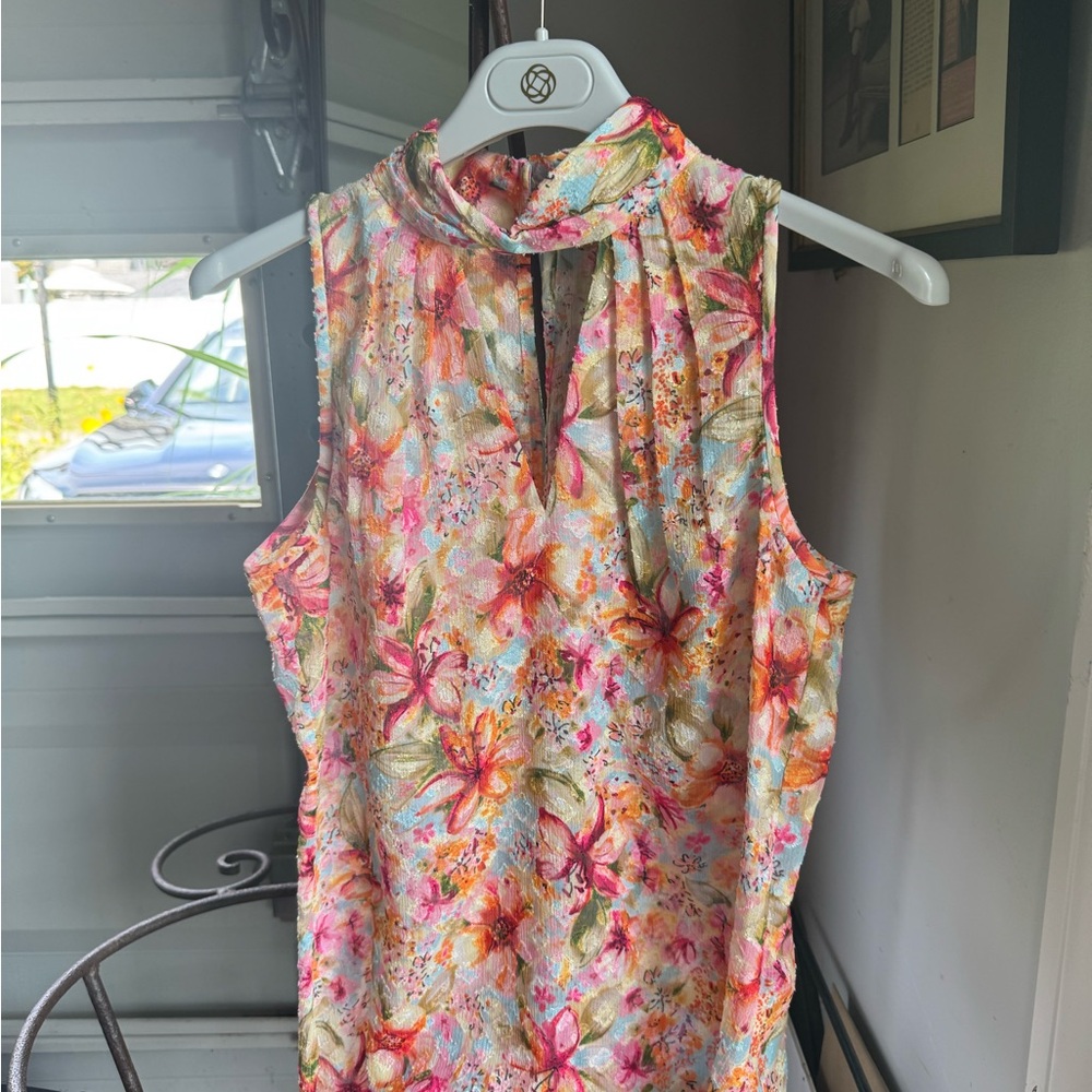 Floral Sleeveless Top - Pink and Cream